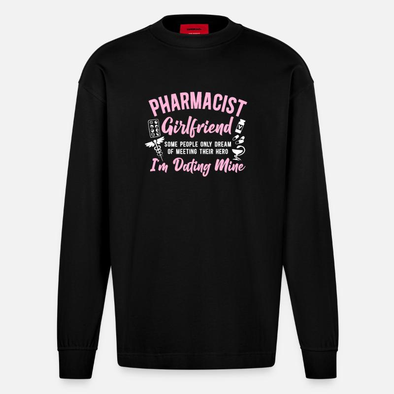Technicien en pharmacie - Manches longues bio épais oversize fabriqué en UE - SOLID BLACK