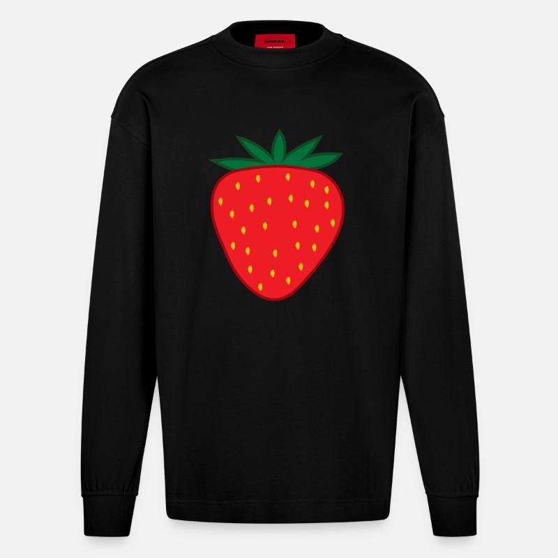 Erdbeere Kostüm Fasching Karneval Erdbeeren - Heavyweight Oversized Organic Langarmshirt Made in EU - SOLID BLACK