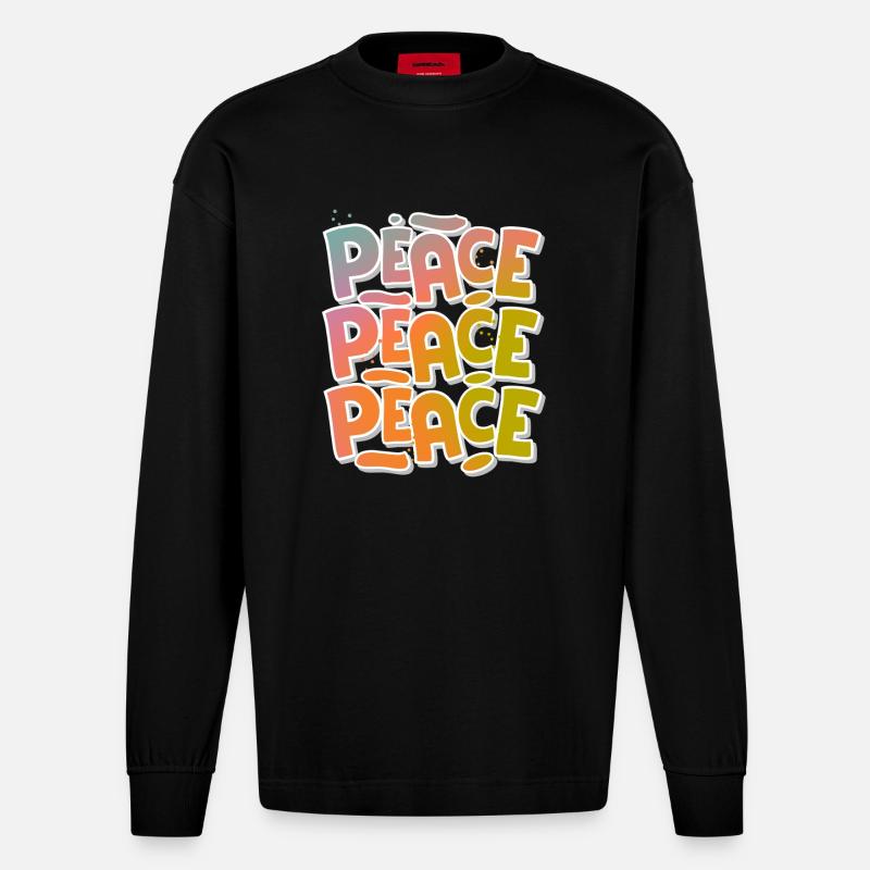 Peace Frieden - Heavyweight Oversized Organic Langarmshirt Made in EU - SOLID BLACK