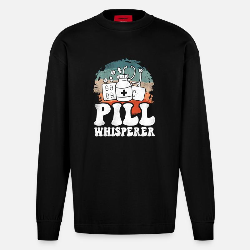 Pharmacy Tech Technician - Heavyweight Oversized Organic Langarmshirt Made in EU - SOLID BLACK