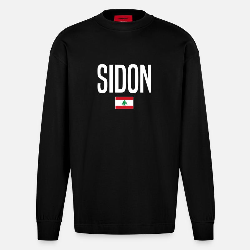 Sidon Libanon - Heavyweight Oversized Organic Langarmshirt Made in EU - SOLID BLACK