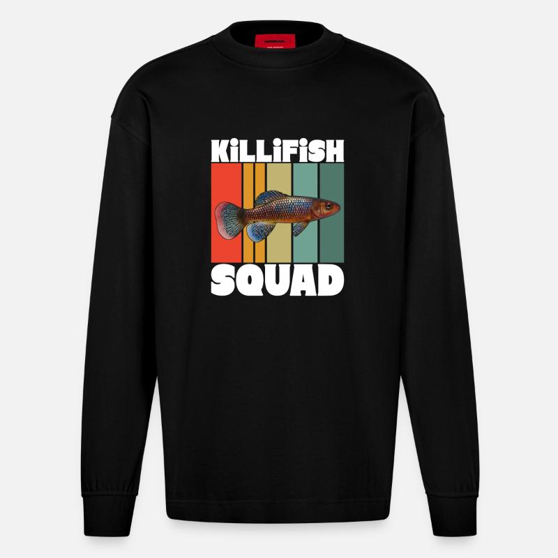 Killifisch Eierlegender Zahnkrapfen Aquarium - Heavyweight Oversized Organic Langarmshirt Made in EU - SOLID BLACK