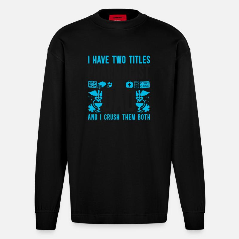 Pharmacy Tech Technician - Heavyweight Oversized Organic Langarmshirt Made in EU - SOLID BLACK