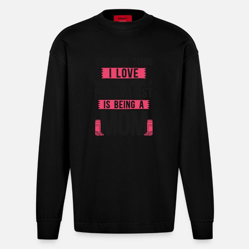 Pharmacy Tech Technician - Heavyweight Oversized Organic Langarmshirt Made in EU - SOLID BLACK