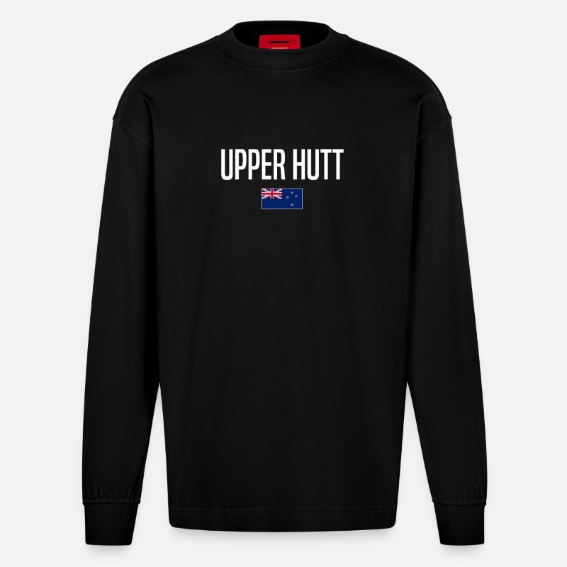 Upper Hutt Neuseeland - Heavyweight Oversized Organic Langarmshirt Made in EU - SOLID BLACK