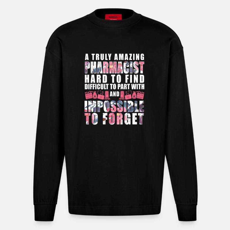 Pharmacy Tech Technician - Heavyweight Oversized Organic Longsleeve Shirt Made in EU - SOLID BLACK
