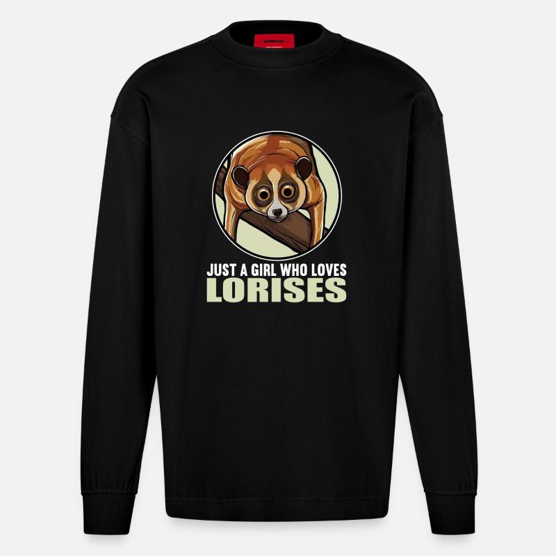 Plumploris Loris - Heavyweight Oversized Organic Langarmshirt Made in EU - SOLID BLACK