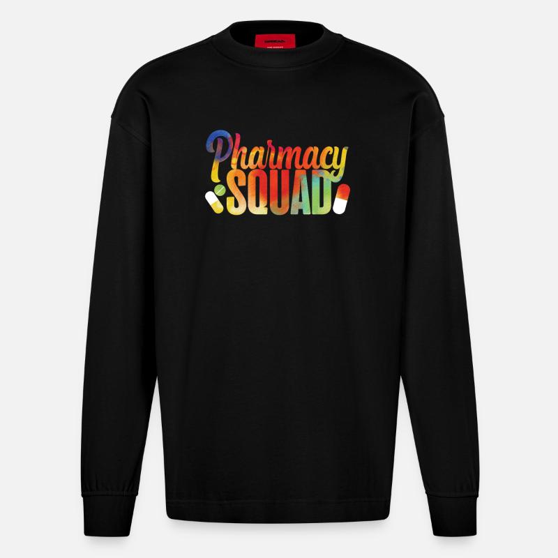 Pharmacy Tech Technician - Heavyweight Oversized Organic Longsleeve Shirt Made in EU - SOLID BLACK