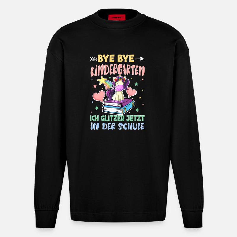 Bye Bye Kindergarten Einschulung - Heavyweight Oversized Organic Langarmshirt Made in EU - SOLID BLACK
