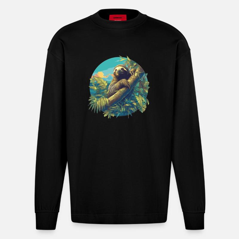 Faultiere Faultier - Heavyweight Oversized Organic Langarmshirt Made in EU - SOLID BLACK