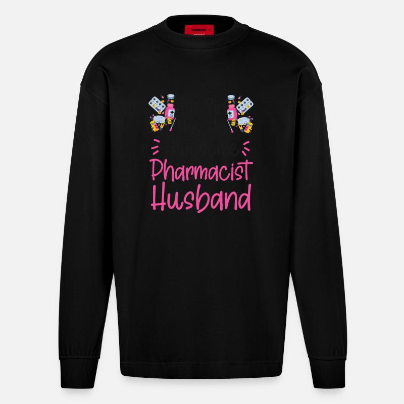 Pharmacy Tech Technician - Heavyweight Oversized Organic Longsleeve Shirt Made in EU - SOLID BLACK