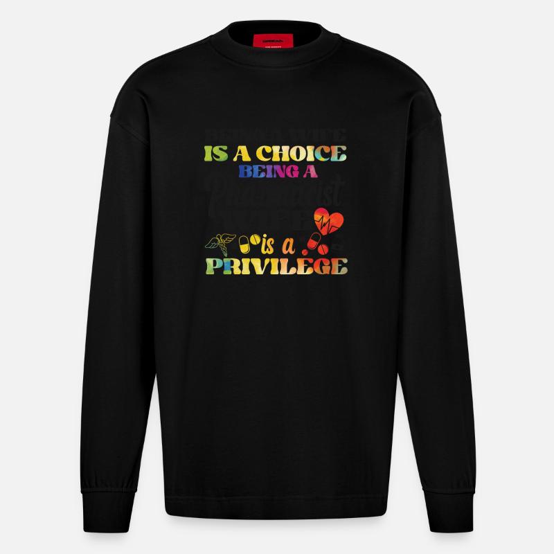 Pharmacy Tech Technician - Heavyweight Oversized Organic Langarmshirt Made in EU - SOLID BLACK