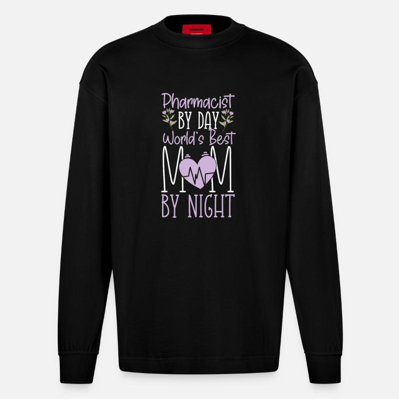 Pharmacy Tech Technician - Heavyweight Oversized Organic Langarmshirt Made in EU - SOLID BLACK