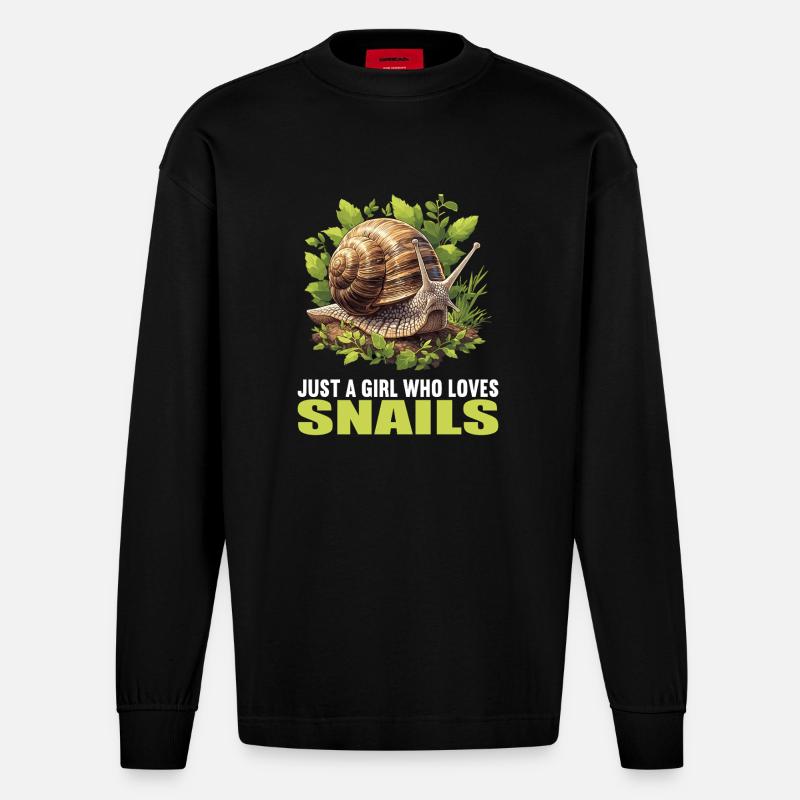 Escargots Escargot - Manches longues bio épais oversize fabriqué en UE - SOLID BLACK