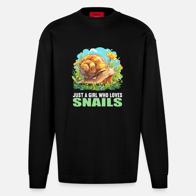 Escargots Escargot - Manches longues bio épais oversize fabriqué en UE - SOLID BLACK