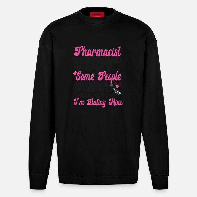 Pharmacy Tech Technician - Heavyweight Oversized Organic Longsleeve Shirt Made in EU - SOLID BLACK