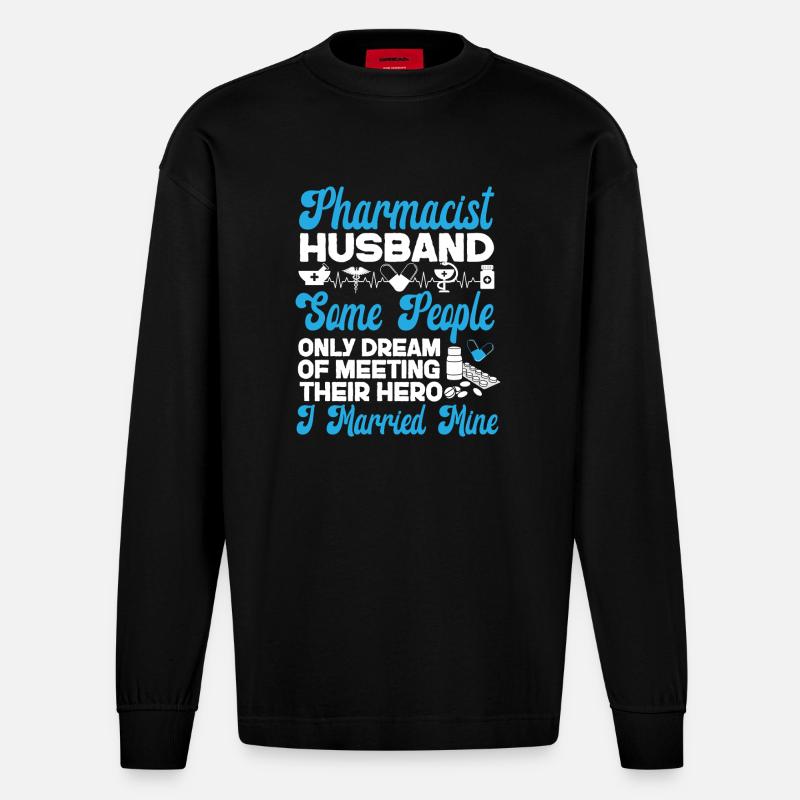 Pharmacy Tech Technician - Heavyweight Oversized Organic Longsleeve Shirt Made in EU - SOLID BLACK