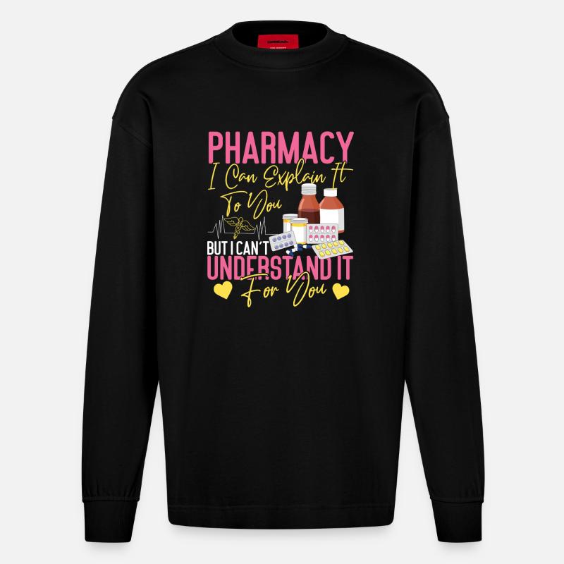 Pharmacy Tech Technician - Heavyweight Oversized Organic Longsleeve Shirt Made in EU - SOLID BLACK