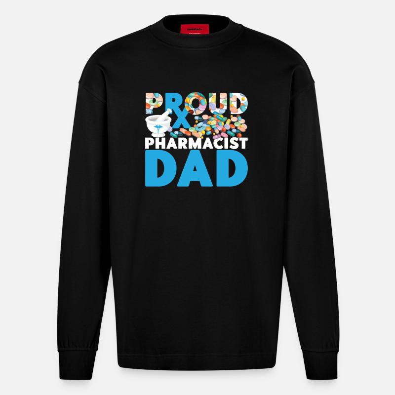Pharmacy Tech Technician - Heavyweight Oversized Organic Langarmshirt Made in EU - SOLID BLACK