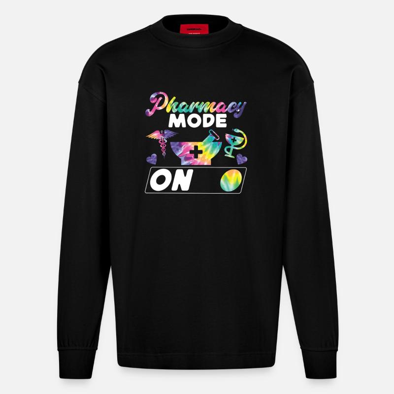 Pharmacy Tech Technician - Heavyweight Oversized Organic Langarmshirt Made in EU - SOLID BLACK