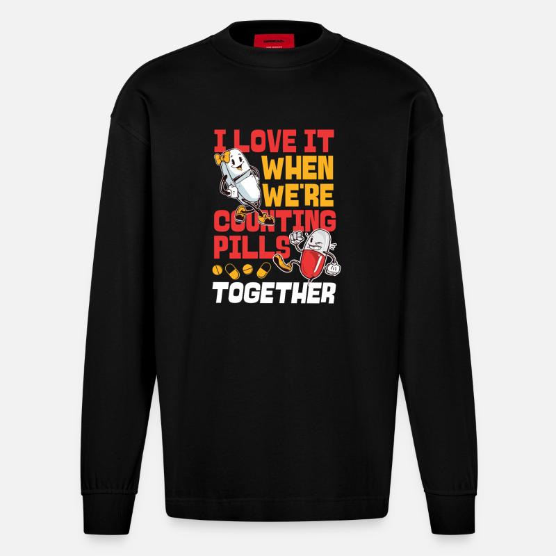 Pharmacy Tech Technician - Heavyweight Oversized Organic Langarmshirt Made in EU - SOLID BLACK