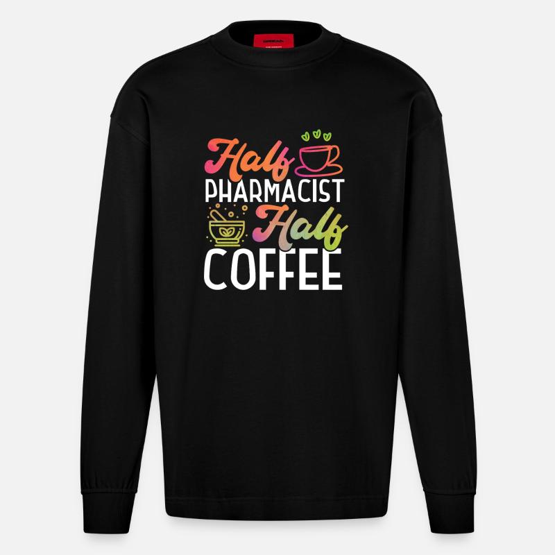 Pharmacy Tech Technician - Heavyweight Oversized Organic Langarmshirt Made in EU - SOLID BLACK
