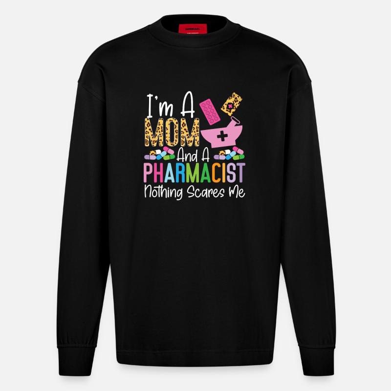 Pharmacy Tech Technician - Heavyweight Oversized Organic Langarmshirt Made in EU - SOLID BLACK