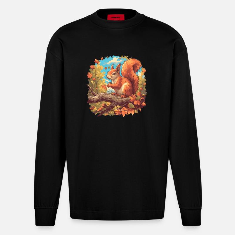 Eichhörnchen - Heavyweight Oversized Organic Langarmshirt Made in EU - SOLID BLACK