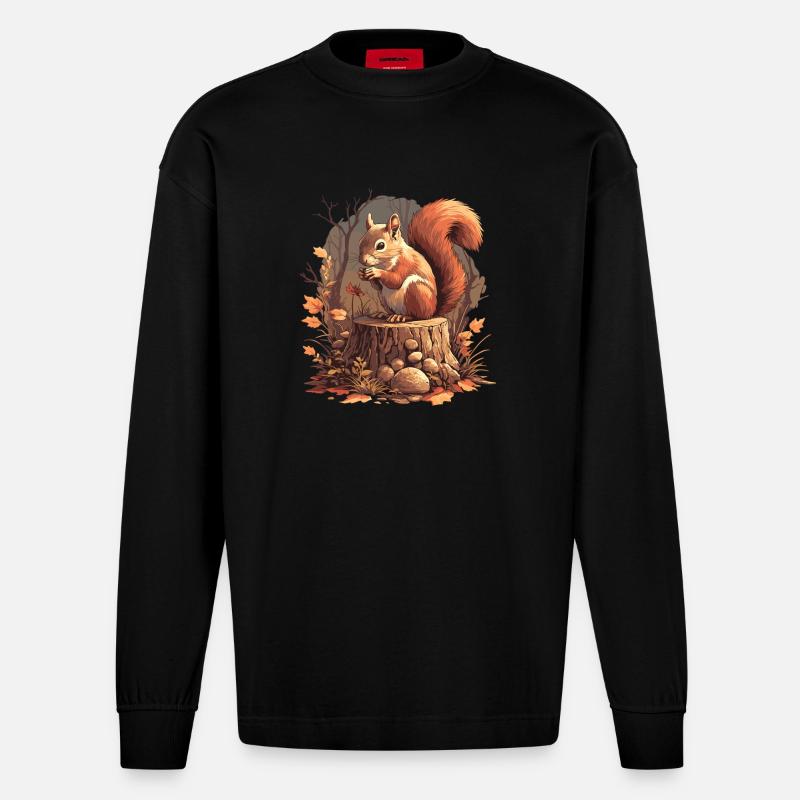 Eichhörnchen - Heavyweight Oversized Organic Langarmshirt Made in EU - SOLID BLACK
