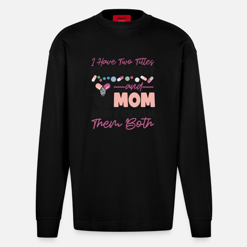 Pharmacy Tech Technician - Heavyweight Oversized Organic Langarmshirt Made in EU - SOLID BLACK