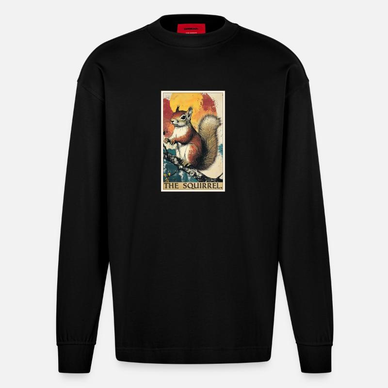 Eichhörnchen - Heavyweight Oversized Organic Langarmshirt Made in EU - SOLID BLACK