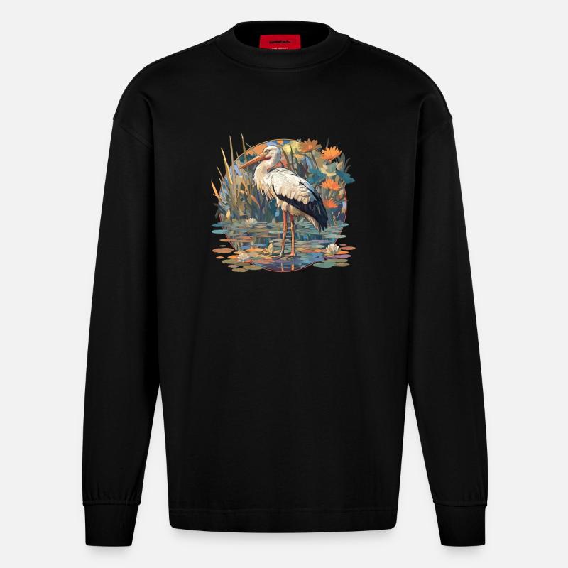 Störche Storch - Heavyweight Oversized Organic Langarmshirt Made in EU - SOLID BLACK