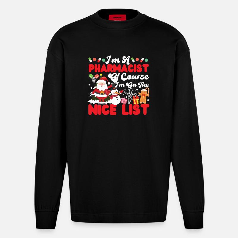 Pharmacy Tech Technician - Heavyweight Oversized Organic Langarmshirt Made in EU - SOLID BLACK