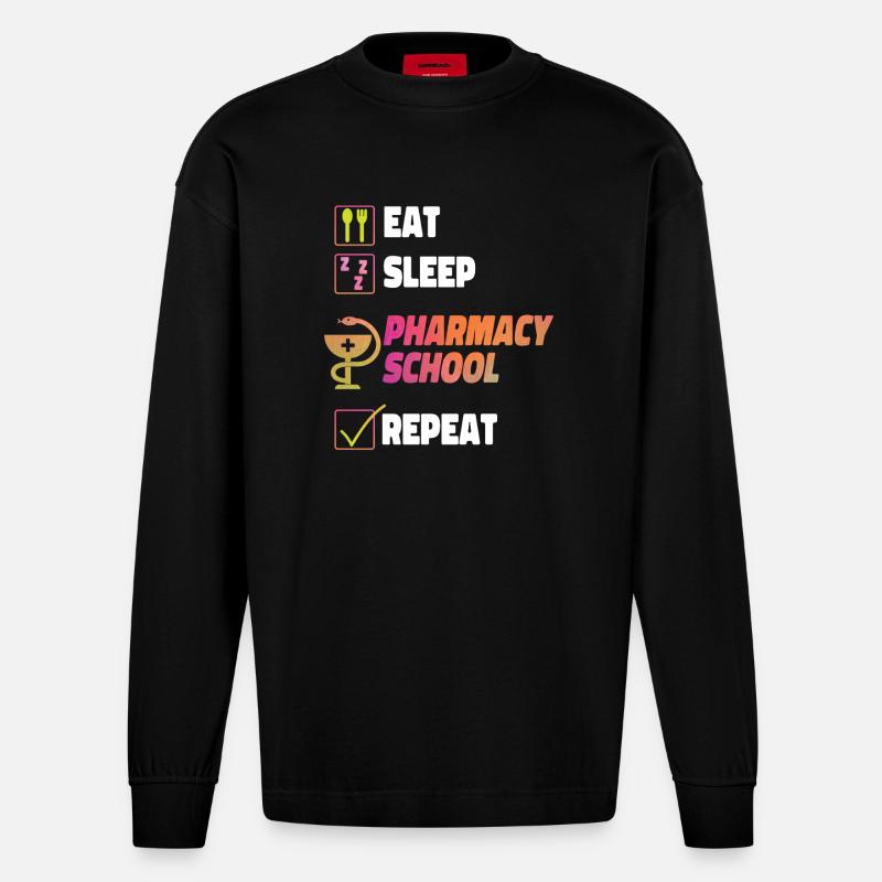 Pharmacy Tech Technician - Heavyweight Oversized Organic Langarmshirt Made in EU - SOLID BLACK