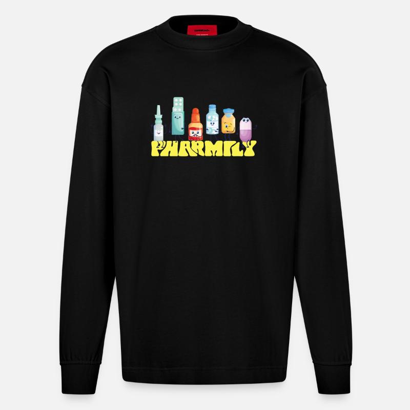 Pharmacy Tech Technician - Heavyweight Oversized Organic Langarmshirt Made in EU - SOLID BLACK