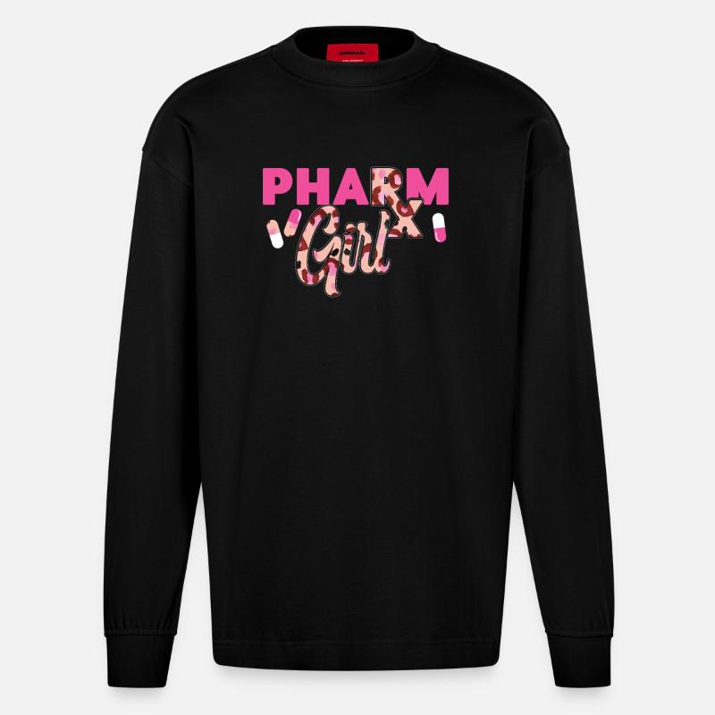 Pharmacy Tech Technician - Heavyweight Oversized Organic Langarmshirt Made in EU - SOLID BLACK