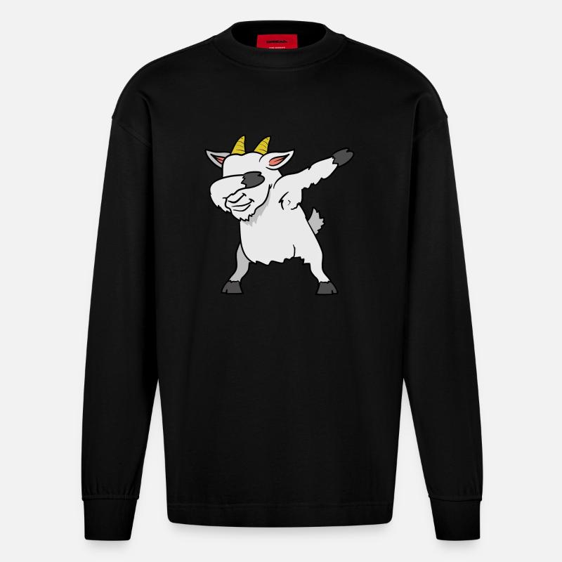 Dabbing Dab Ziege Ziegenbock - Heavyweight Oversized Organic Langarmshirt Made in EU - SOLID BLACK