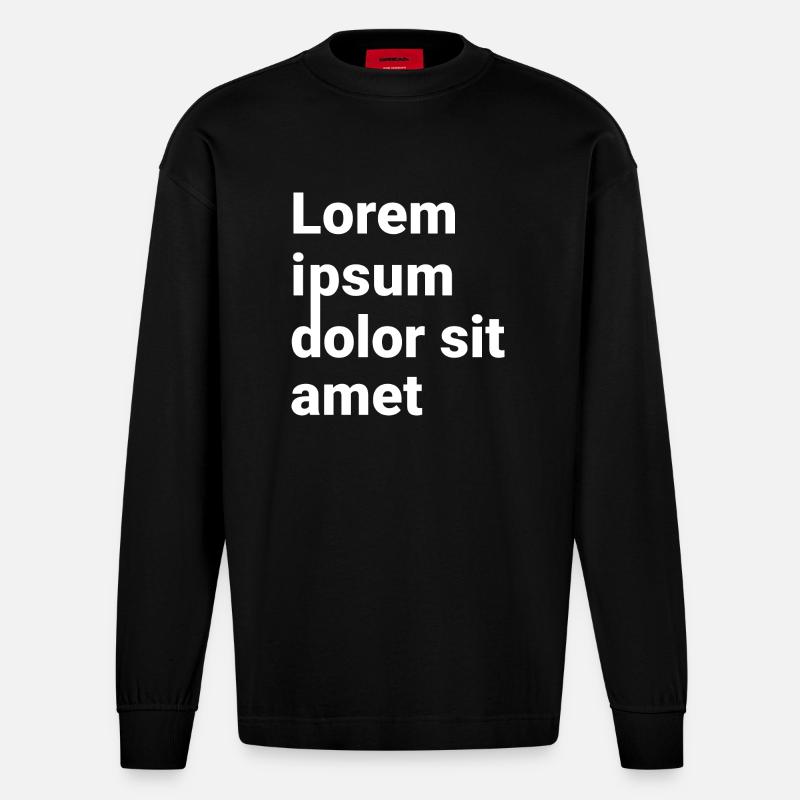 Lorem ipsum white - Heavyweight Oversized Organic Longsleeve Shirt Made in EU - SOLID BLACK