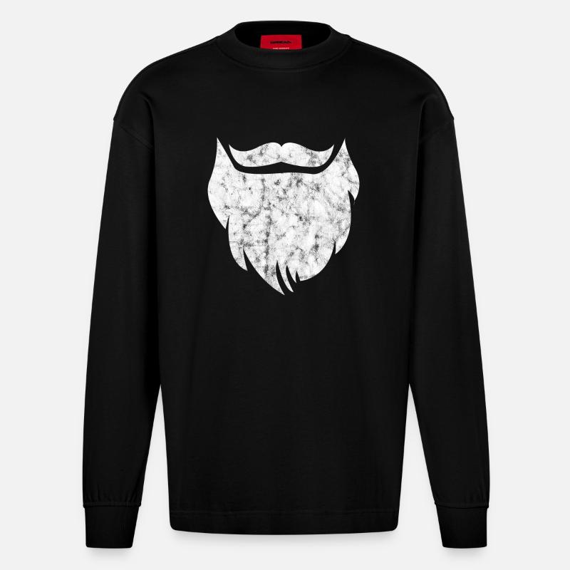 Moustaches barbe moustache hipster - Manches longues bio épais oversize fabriqué en UE - SOLID BLACK