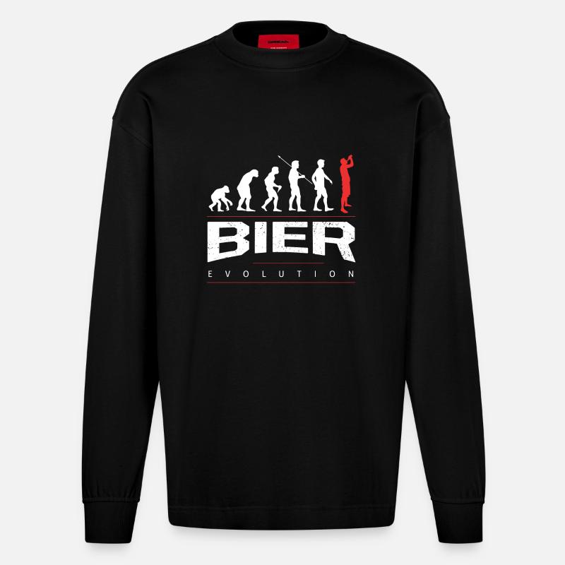 L’évolution de la bière - Manches longues bio épais oversize fabriqué en UE - SOLID BLACK