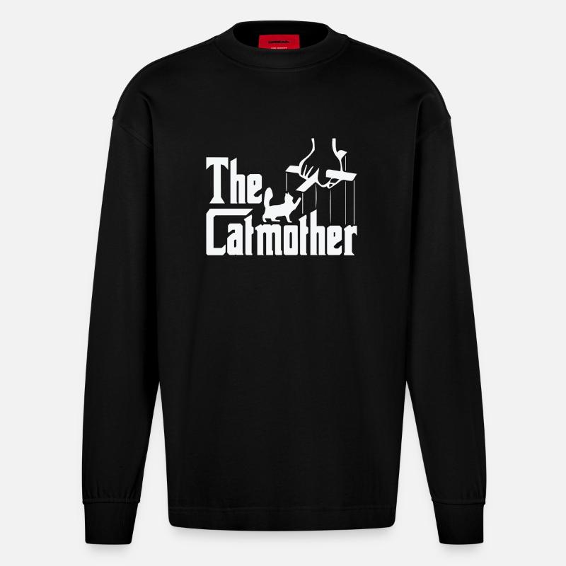 Lustige Katze - Heavyweight Oversized Organic Langarmshirt Made in EU - SOLID BLACK
