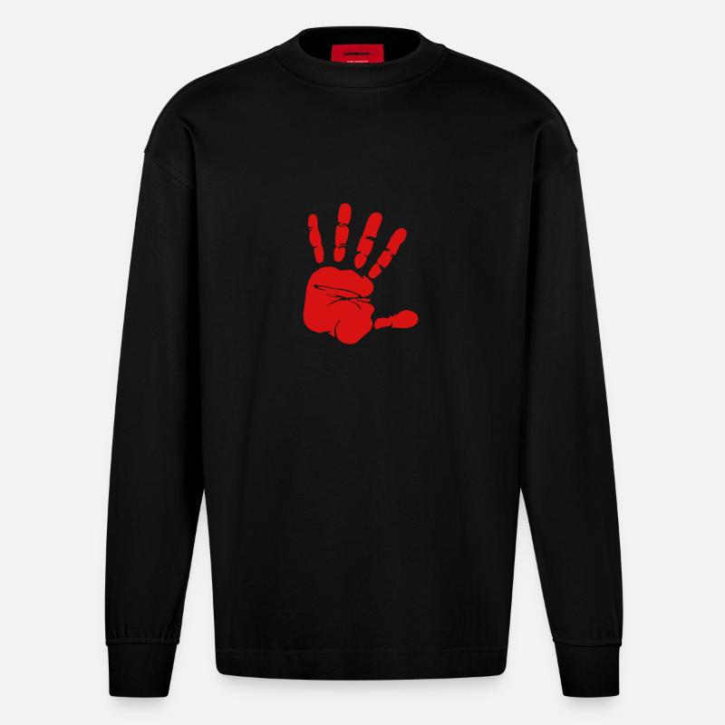 High five! - Heavyweight Oversized Organic Langarmshirt Made in EU - SOLID BLACK