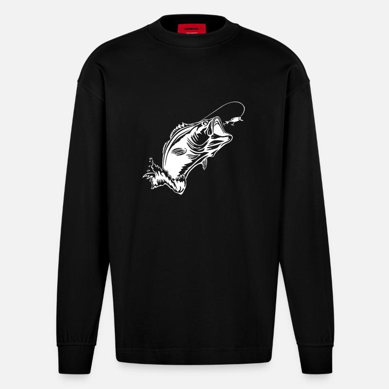 Fisch - Heavyweight Oversized Organic Langarmshirt Made in EU - SOLID BLACK
