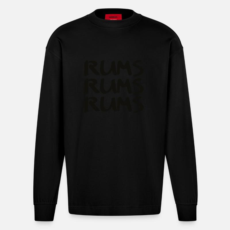 Rums Rums Rums - Heavyweight Oversized Organic Langarmshirt Made in EU - SOLID BLACK