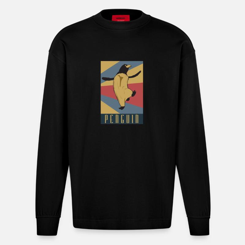Pinguin - Heavyweight Oversized Organic Langarmshirt Made in EU - SOLID BLACK