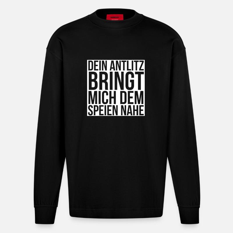 Dein Antlitz - Heavyweight Oversized Organic Langarmshirt Made in EU - SOLID BLACK