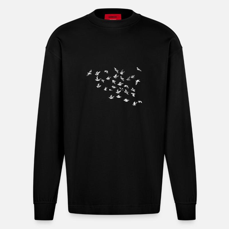 Vogel - Heavyweight Oversized Organic Langarmshirt Made in EU - SOLID BLACK