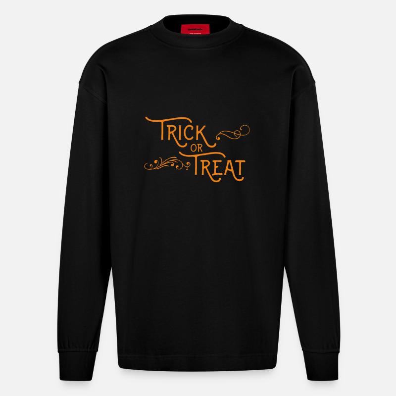 Halloween Süßes oder Saures - Heavyweight Oversized Organic Langarmshirt Made in EU - SOLID BLACK