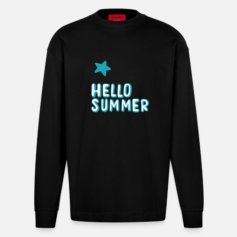 Hello Summer - Heavyweight Oversized Organic Langarmshirt Made in EU - SOLID BLACK