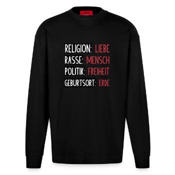 Verklaring - Geen scheiding of splitsing - Heavyweight oversized organic shirt met lange mouwen made in EU - SOLID BLACK - Voor